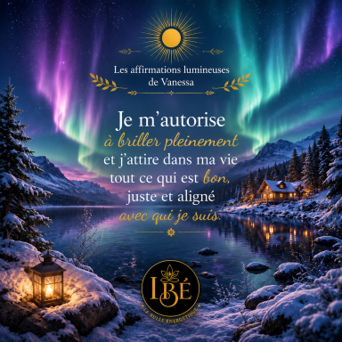 Affirmation lumineuse « Je m'autorise à briller pleinement et j'attire dans ma vie tout ce qui est bon, juste et aligné avec qui je suis ».
